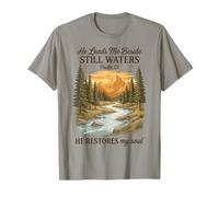 He Leads Me Beside Still Waters Psaume 23:2 Christian Faith T-Shirt