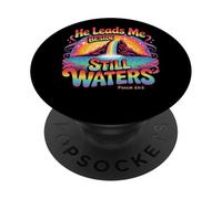 He Leads Me Beside Still Waters Psaume 23:2 PopSockets PopGrip Adhésif