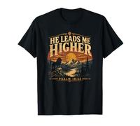 He Leads Me Higher Psaum 18 33 Lion Mountain T-Shirt