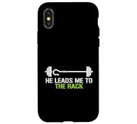 He Leads Me to The Rack Haltérophilie Powerlifting Lifter Coque pour iPhone X/XS
