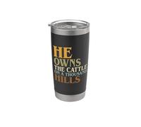 He Owns The Cattle On A Thousand Hills Verse Bible Psaume 50 Gobelet isotherme en acier inoxydable double paroi