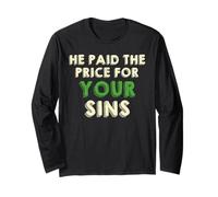 He Paid The Price for Your Sins Christian Faith Cross Manche Longue