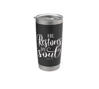 He Restores My Soul Bible Verse Psalm 23 3 Religious Women Gobelet isotherme en acier inoxydable double paroi