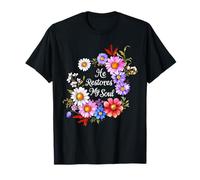 He Restores My Soul Verse de la Bible Femme florale chrétienne T-Shirt