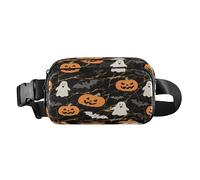 He Sac banane tendance avec sangle réglable pour homme et femme Motif fantômes d'Halloween Noir