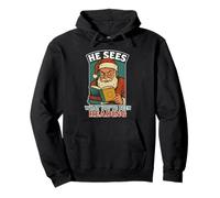 He Sees What You've Been Reading Book Lover Funny Santa Sweat à Capuche