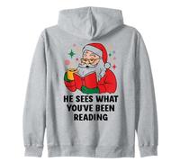He Sees What You've Been Reading Santa Book Lover Christmas Sweat à Capuche