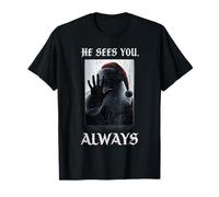 He Sees You Always - Fenêtre de Noël effrayante Père Noël T-Shirt