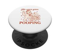 He Sees You When You’re Pooping Shirt Noël Bigfoot Cadeau PopSockets PopGrip Adhésif