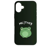 He They Pronouns Frog Cute Nonbinary Queer Aesthetic Coque pour iPhone 16 Plus
