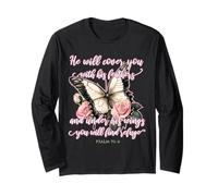 He Will Cover You with His Feathers Psalm 91:4 Papillon Manche Longue