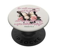He Will Cover You with His Feathers Psalm 91:4 Papillon PopSockets PopGrip Adhésif