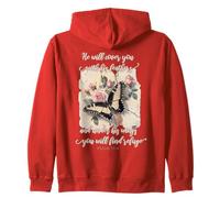 He Will Cover You with His Feathers Psalm 91:4 Papillon Sweat à Capuche