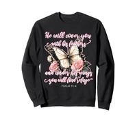 He Will Cover You with His Feathers Psalm 91:4 Papillon Sweatshirt