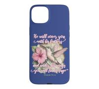 He Will Cover You with His Feathers Verset biblique Colibri Coque pour iPhone 15 Plus