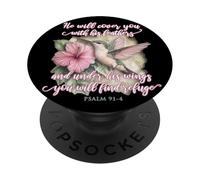 He Will Cover You with His Feathers Verset biblique Colibri PopSockets PopGrip Adhésif