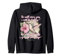 He Will Cover You with His Feathers Verset biblique Colibri Sweat à Capuche