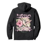 He Will Cover You with His Feathers Verset biblique Colibri Sweat à Capuche