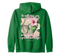He Will Cover You with His Feathers Verset biblique Colibri Sweat à Capuche