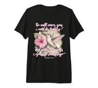 He Will Cover You with His Feathers Verset biblique Colibri T-Shirt Haut de Gamme