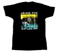 HE YE SHAN ZHA TIAO Arcade Fire Reflektor T Shirt Band Soft Black XL Unisex 100% Cotton Short-Sleeve T-Shirts Black XXL