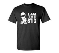 HE YE SHAN ZHA TIAO I Am The Stig Car Joke Ricer Gear Unisex 100% Cotton Short-Sleeve T-Shirts Black XL
