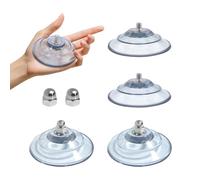 HE ZHI LONG Lot de 4 grandes ventouses améliorées avec vis, coussinets en PVC transparent de 8,6 cm, écrou à vis M8, crochets auxiliaires pour lits de chat