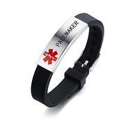 HEABY Bracelet d'identification médicale gravé au laser - Bracelet réglable pour homme et femme - Premiers secours