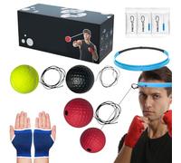 Head Boxing Ball Training - Balle de frappe avec bandeau et bandages pour les mains | Outil d'entraînement réflexe pour adultes, équipement d'amélioration des compétences pour débutants, entraînement