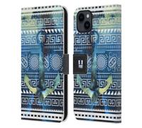 Head Case Designs Ancre Maya Nébuleuse Tribale - Motifs Étui Portefeuille en Cuir Compatible avec Apple iPhone 15 Plus