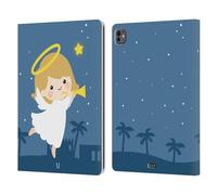 Head Case Designs Ange Dessins Animés Gais de Noël Étui Portefeuille en Cuir Compatible avec Apple iPad Pro 13 M4 2024