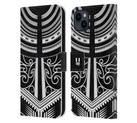 Head Case Designs Art Corporel Tatouage Samoan Étui Portefeuille en Cuir Compatible avec Apple iPhone 15 Plus