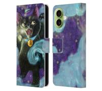 Head Case Designs Ash Evans Poof! Étui portefeuille en cuir avec chats noirs compatible avec Apple iPhone 17