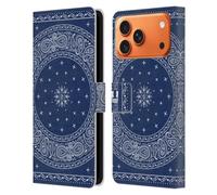 Head Case Designs Autour Bleu Bandana Cachemire Classique Étui Portefeuille en Cuir Compatible avec Apple iPhone 17 Pro Max