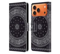 Head Case Designs Autour Noir Bandana Cachemire Classique Étui Portefeuille en Cuir Compatible avec Apple iPhone 17 Pro Max
