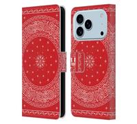 Head Case Designs Autour Rouge Bandana Cachemire Classique Étui Portefeuille en Cuir Compatible avec Apple iPhone 17 Pro