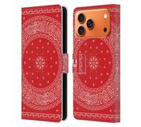 Head Case Designs Autour Rouge Bandana Cachemire Classique Étui Portefeuille en Cuir Compatible avec Apple iPhone 17 Pro Max