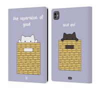 Head Case Designs Bien Et Mal Chat de Plafond Contre Chat de sous-Sol Étui Portefeuille en Cuir Compatible avec Apple iPad Pro 11 M4 2024