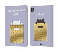Head Case Designs Bien Et Mal Chat de Plafond Contre Chat de sous-Sol Étui Portefeuille en Cuir Compatible avec Apple iPad Pro 13 M4 2024