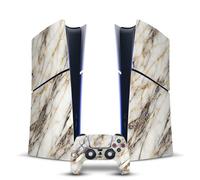 Head Case Designs Blanc, Doré Et Gris Marbre Vinyle Autocollant De Jeu Peau Autocollant Couverture Compatible avec Sony PlayStation 5 PS5 Slim Digital Edition Console & DualSense Controller