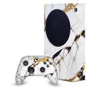 Head Case Designs Blanc, Doré Et Noir Marbre Enveloppement De Console De Jeu Et Skins Pour Manette De Jeu Ensemble compatible avec Xbox Series S Console & Controller Bundle