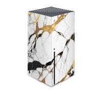Head Case Designs Blanc, Doré Et Noir Marbre Vinyle Autocollant De Jeu Peau Autocollant Couverture Compatible avec Xbox Series X Console