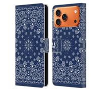 Head Case Designs Bleu Bandana Cachemire Classique Étui Portefeuille en Cuir Compatible avec Apple iPhone 17 Pro Max