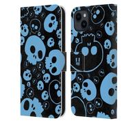 Head Case Designs Bleu Crânes Jazzy Étui Portefeuille en Cuir Compatible avec Apple iPhone 15 Plus