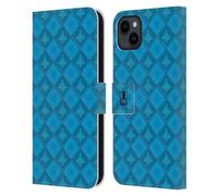 Head Case Designs Bleu Noël Flocons de Neige Étui Portefeuille en Cuir Compatible avec Apple iPhone 15 Plus