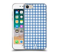 Head Case Designs Bleu Vichy - Motifs Coque en Gel [Protection de Qualité Militaire] Compatible avec Apple iPhone 7/8 / SE 2020 & 2022