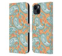 Head Case Designs Cantaloup De Baleine Animaux Paisley Étui Portefeuille en Cuir Compatible avec Apple iPhone 15 Plus