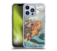 Head Case Designs Chat Et Poisson Fantaisies Animales Coque en Gel [Protection de Qualité Militaire] Compatible avec Apple iPhone 13 Pro Et Compatible avec MagSafe