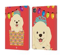Head Case Designs Chiot Dessins Animés Gais de Noël Étui Portefeuille en Cuir Compatible avec Apple iPad Pro 13 M4 2024