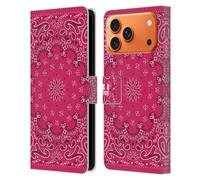 Head Case Designs Classique Rose Bandana Cachemire Classique Étui Portefeuille en Cuir Compatible avec Apple iPhone 17 Pro Max